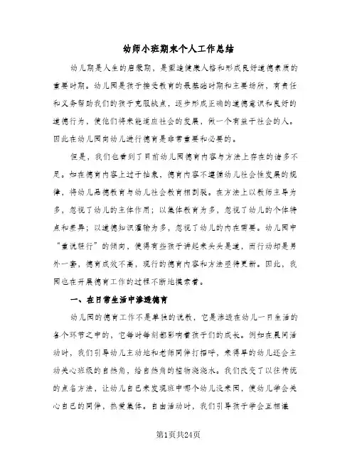 2024年幼师小班期末个人工作总结(7篇)