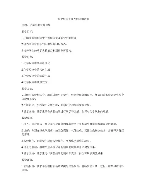 高中化学有趣专题讲解教案