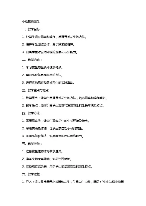 小松鼠找花生的教案