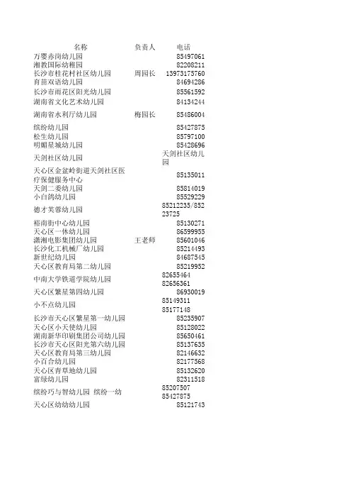 幼儿园大全 数据