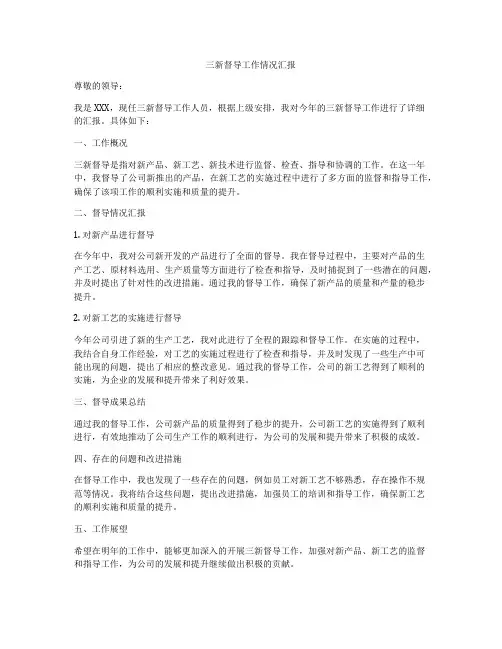 三新督导工作情况汇报