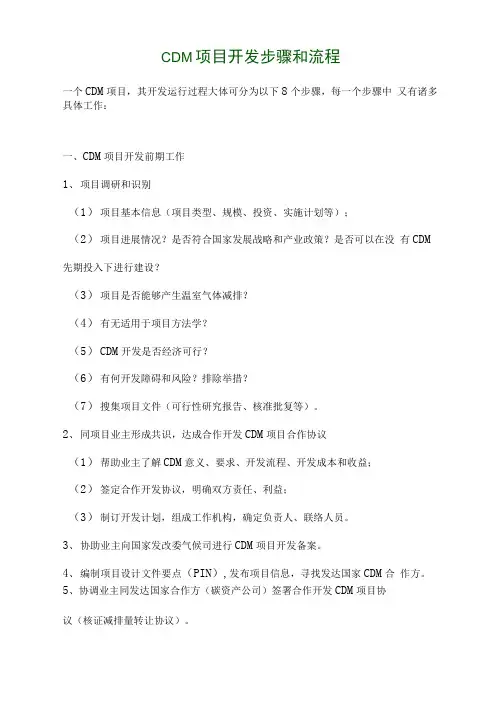 CDM项目开发步骤和流程