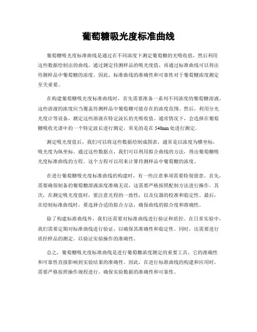 葡萄糖吸光度标准曲线