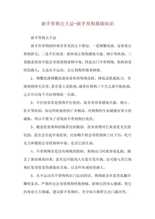 新手养狗五大忌-新手养狗基础知识
