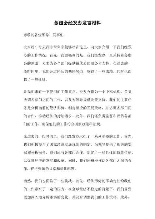 务虚会经发办发言材料