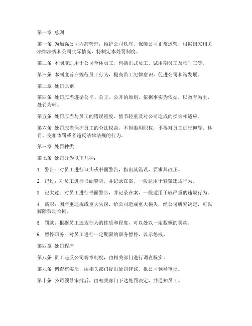 公司管理制度处罚制定