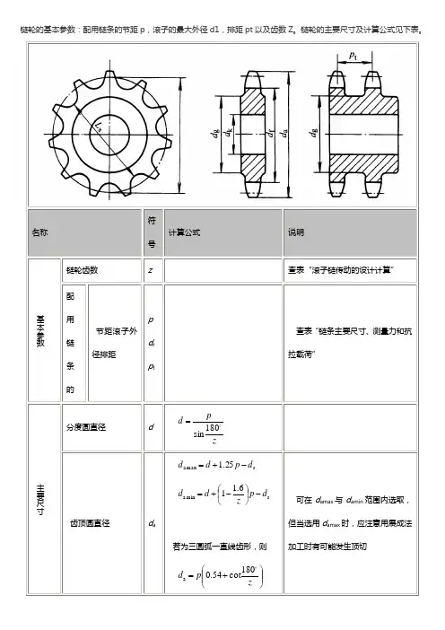 滚子链轮规格尺寸表【免费下载】