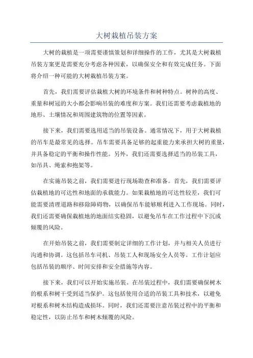 大树栽植吊装方案