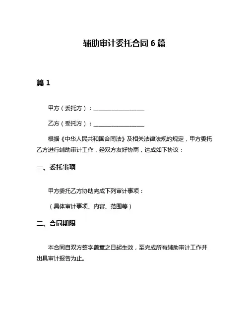 辅助审计委托合同6篇
