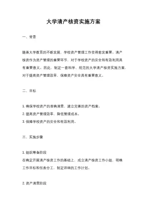 大学清产核资实施方案