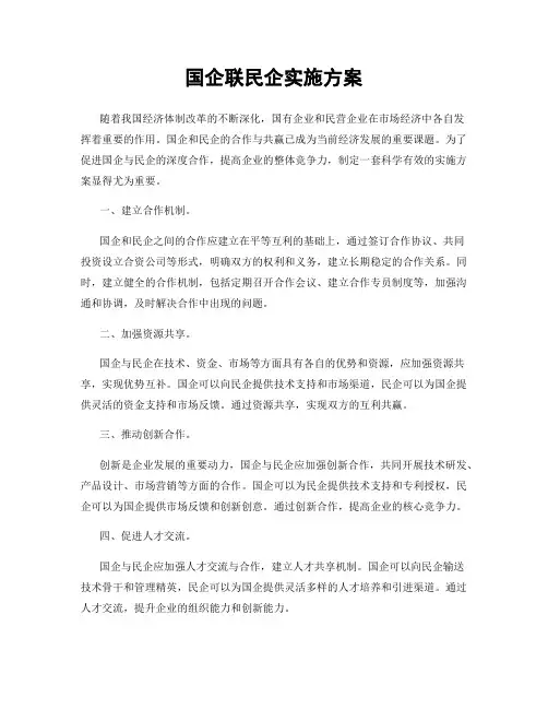 国企联民企实施方案
