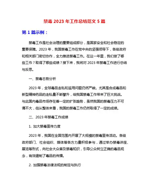 禁毒2023年工作总结范文5篇