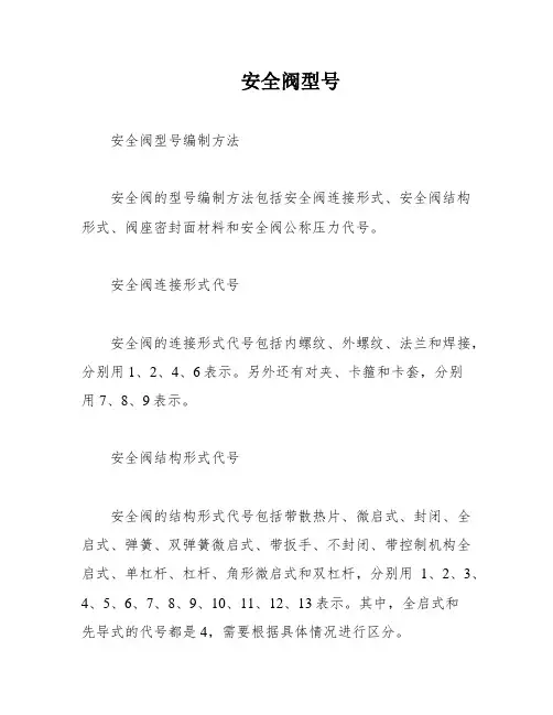 安全阀型号