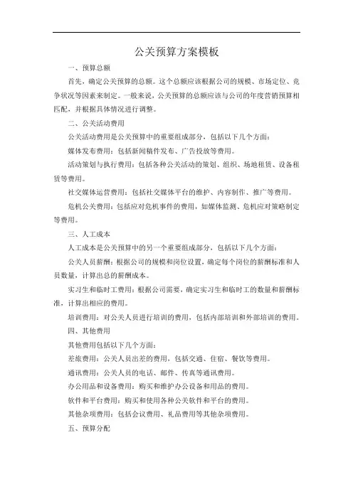 公关预算方案模板