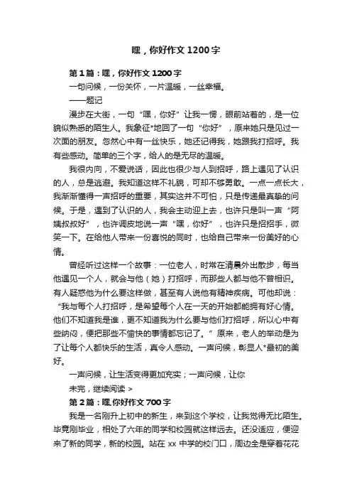 嘿，你好作文1200字