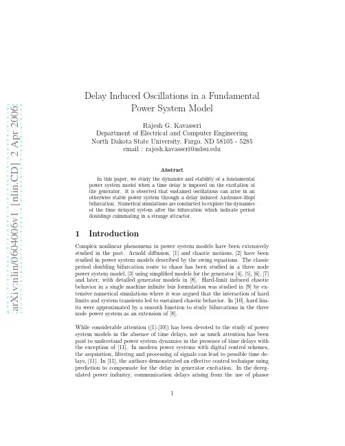 Delay Induced Oscillations in a Fundamental Power System Model