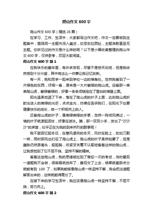 爬山作文600字（精选26篇）