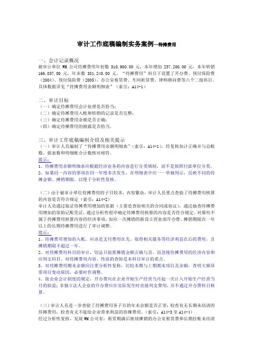 审计工作底稿编制实务案例-待摊费用