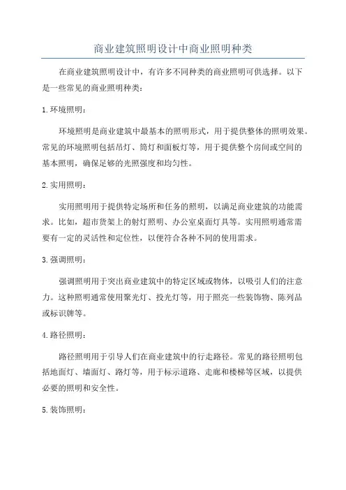 商业建筑照明设计中商业照明种类