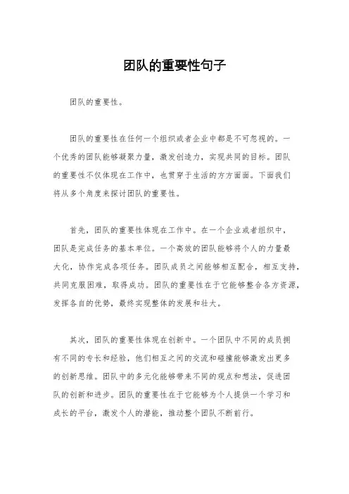 团队的重要性句子