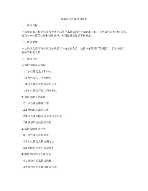 高端车水性漆培训计划