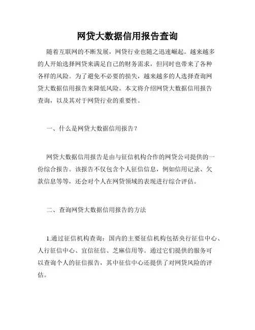 网贷大数据信用报告查询