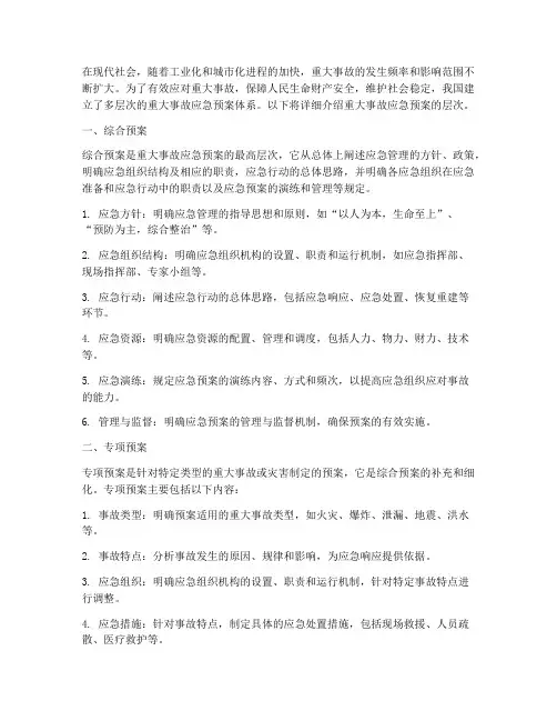 重大事故的应急预案的层次