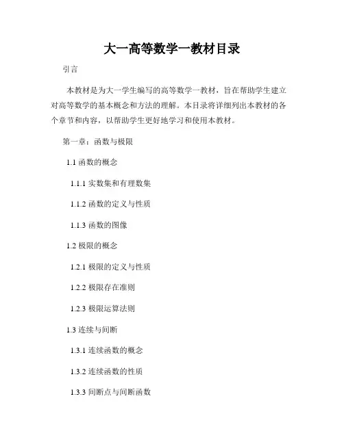 大一高等数学一教材目录