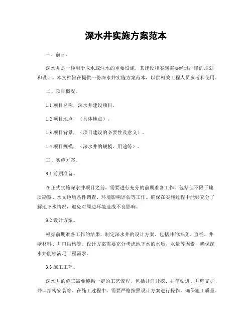深水井实施方案范本