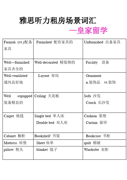 雅思听力租房场景词汇