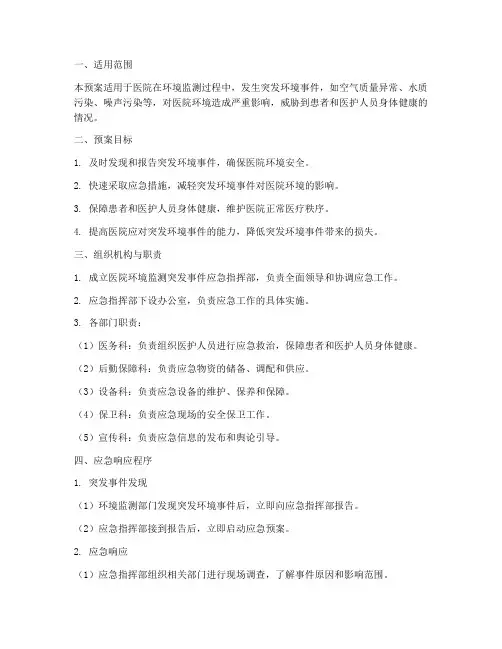 医院环境监测突发应急预案