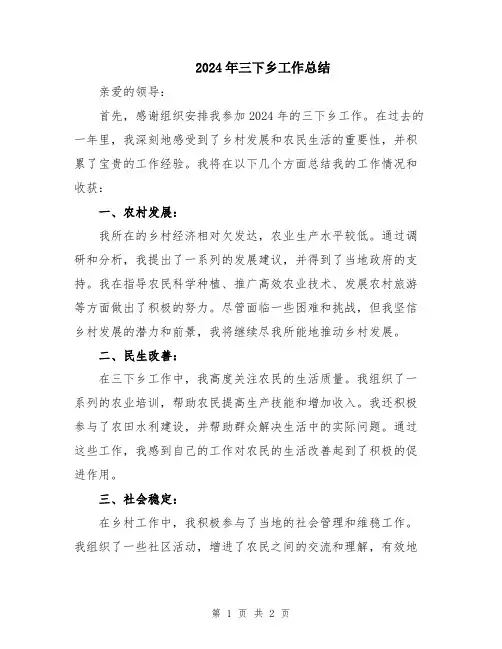 2024年三下乡工作总结