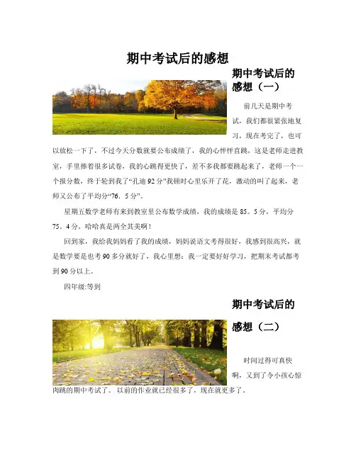 期中考试后的感想(共10篇)
