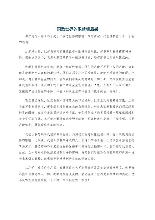 洞悉世界的眼睛观后感