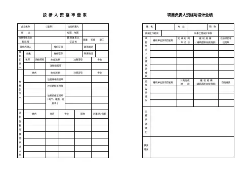投标人资格审查表
