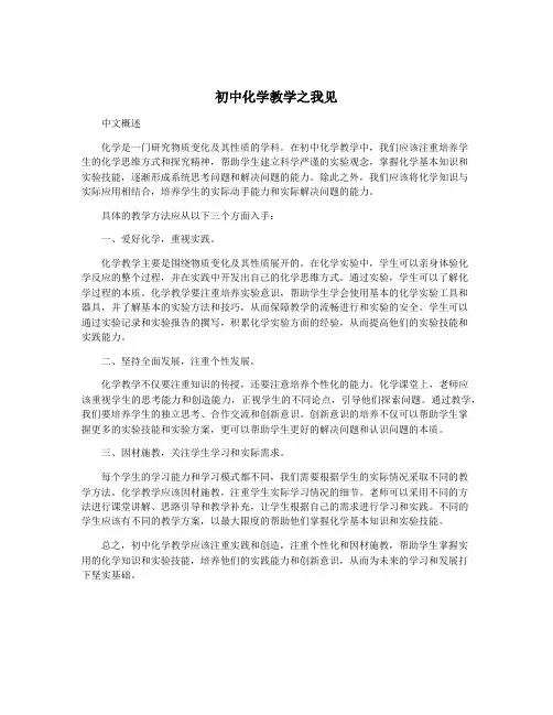 初中化学教学之我见