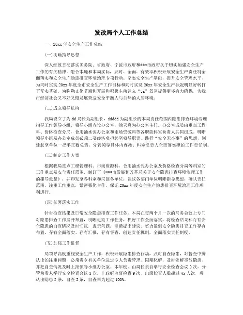 发改局个人工作总结