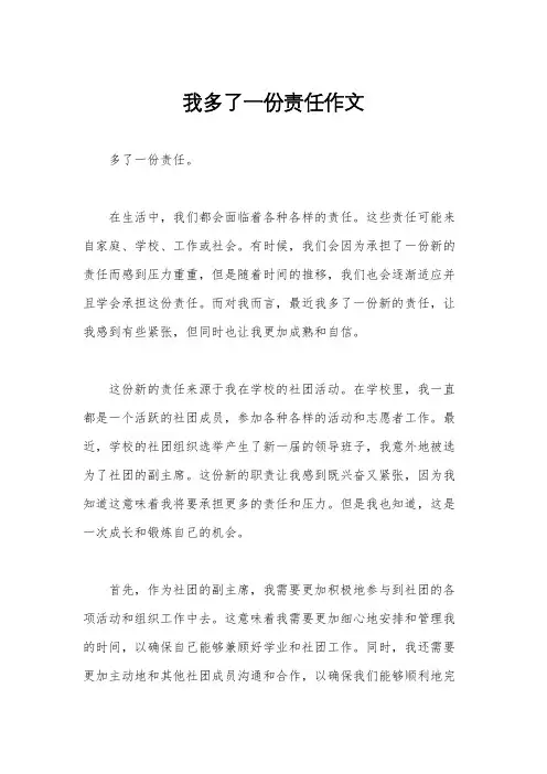 我多了一份责任作文