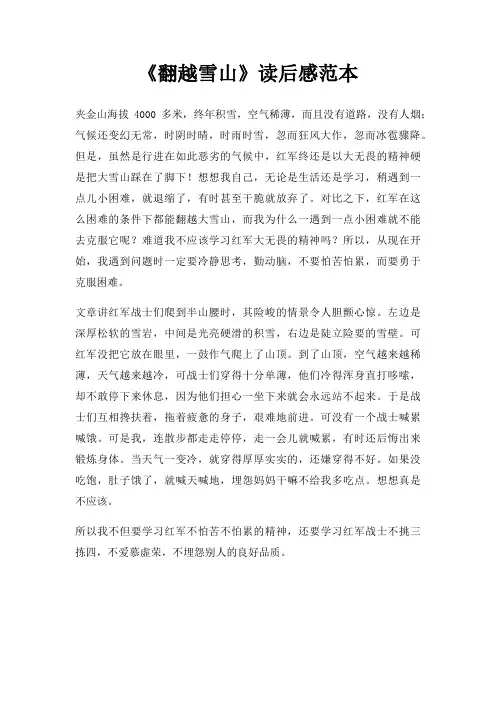 翻越雪山读后感