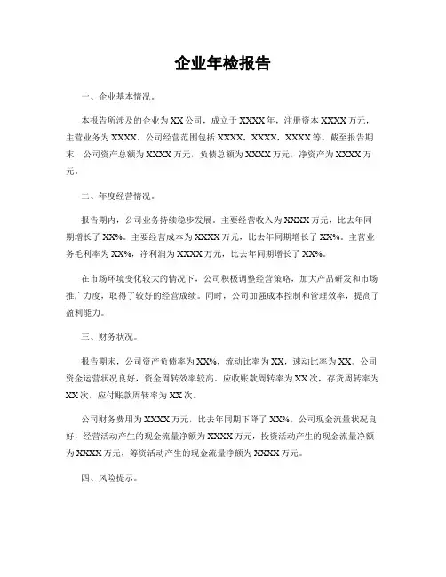 企业年检报告