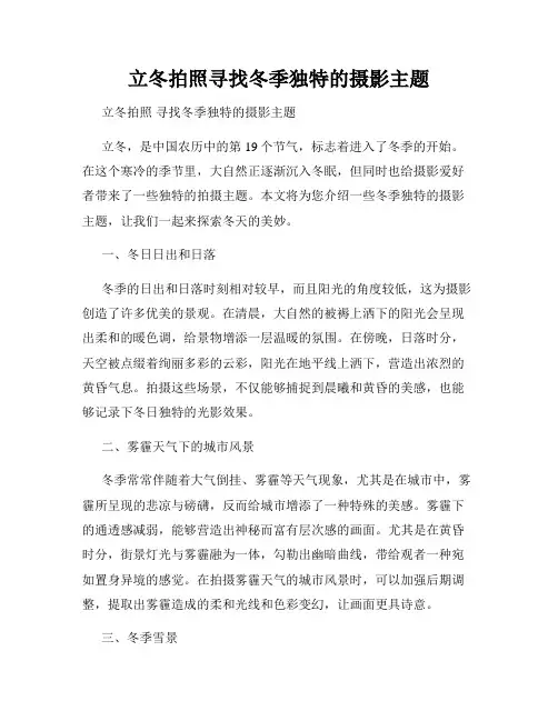 立冬拍照寻找冬季独特的摄影主题