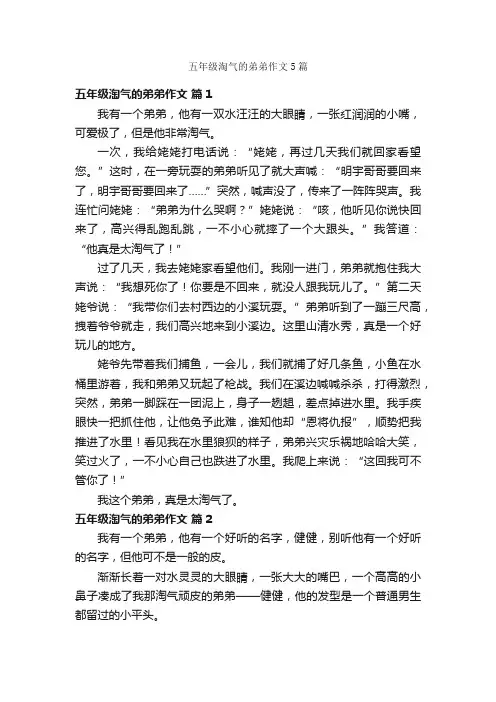 五年级淘气的弟弟作文5篇