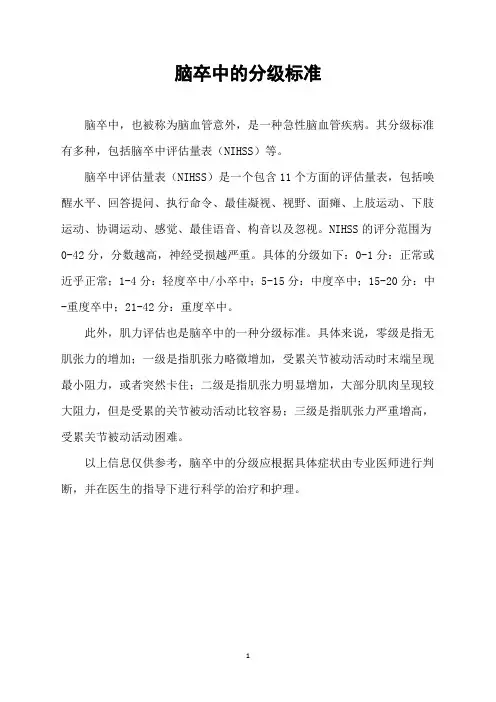 脑卒中的分级标准