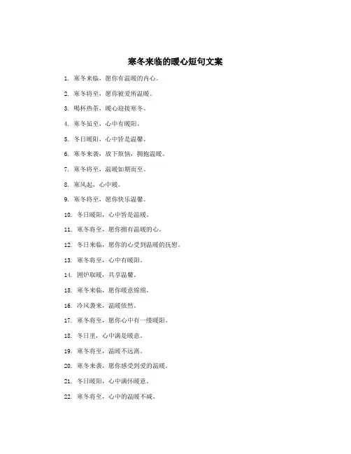 寒冬来临的暖心短句文案