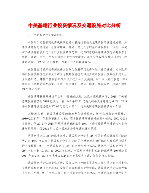 中美基建行业投资情况及交通设施对比分析
