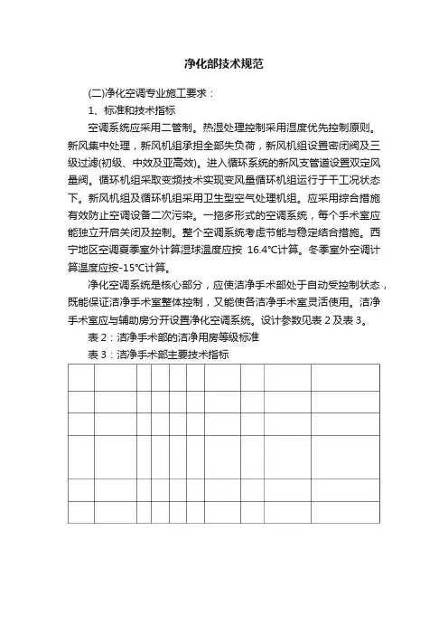 净化部技术规范
