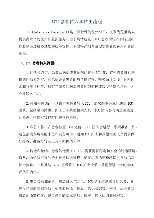 ICU患者转入和转出流程