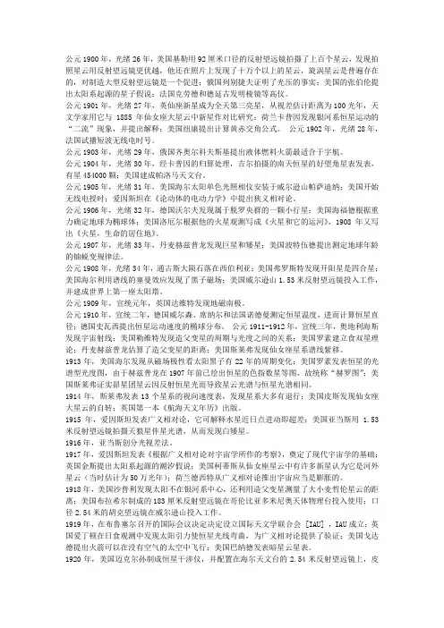 天文学年表