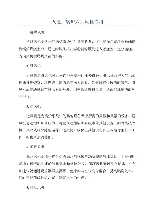 火电厂锅炉六大风机作用
