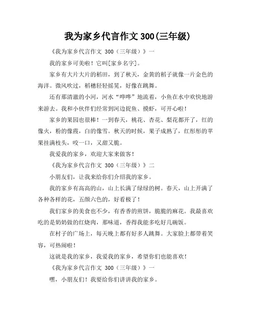 我为家乡代言作文300(三年级)